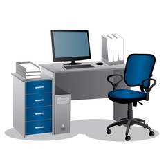 рабочее место синее