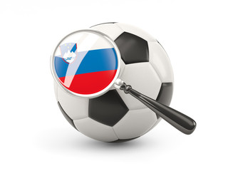 Football with magnified flag of slovenia