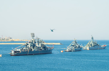 Parade military marine sea fleet of Russia