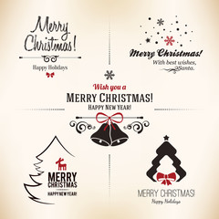Christmas and New Year symbols for designs postcard, invitation, poster and others
