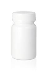 くすりのボトル/プラスチック製の白い薬の容器クリッピングパス付き