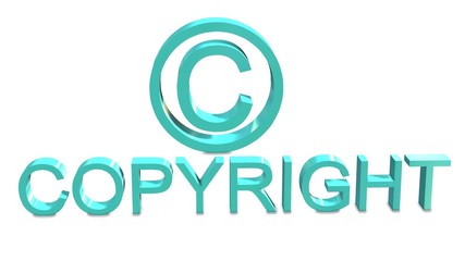 Copyright sign and lettering isolated on white background