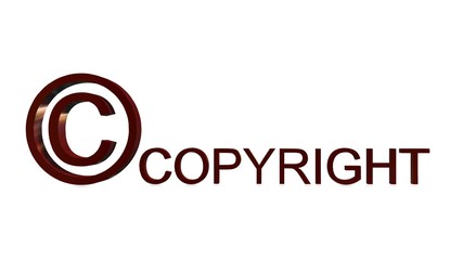 Copyright sign and lettering isolated on white background