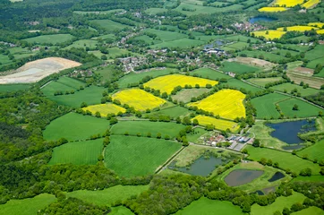 Afwasbaar Fotobehang Luchtfoto Arable fields, Aerial view