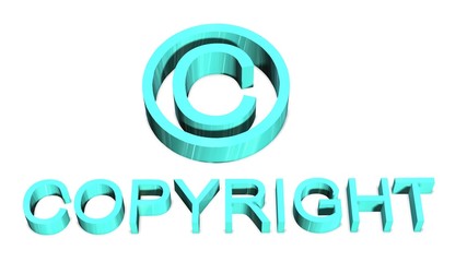 Copyright sign and lettering isolated on white background