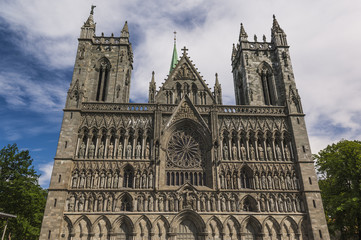 Fototapeta na wymiar The Facade of Trondheim Cathedral