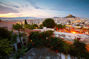 Athens as seen from Anafiotika, Greece.