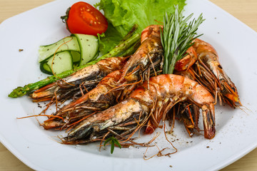 Grilled tiger prawns