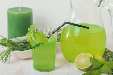 homemade lemonade from lime and tarragon
