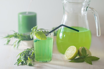 homemade lemonade from lime and tarragon