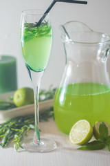 homemade lemonade from lime and tarragon
