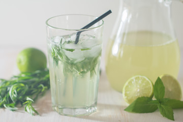homemade lemonade from lime and tarragon