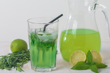 homemade lemonade from lime and tarragon