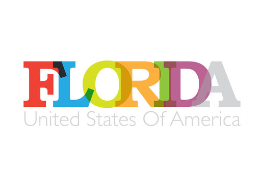 Florida calligraphy transparent color on white background