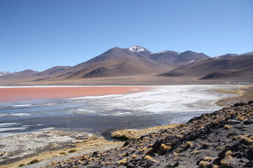 Mountain landscape with Laguna Colorada in Bolivia, South America