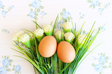 Eggs old vintage style on retro background