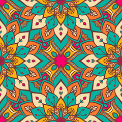 Ethnic floral seamless pattern