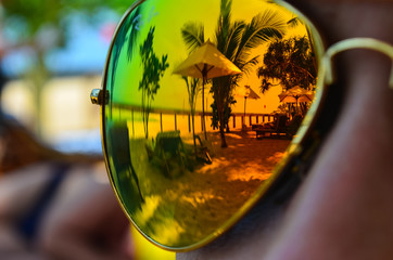 landscape in the mirror glasses