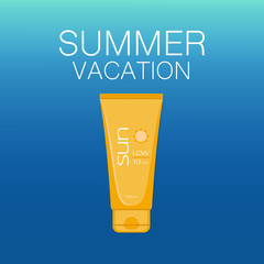Summer Vacation Background with Sun Cream in Tube
