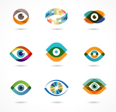 Set of colorful eye icons 