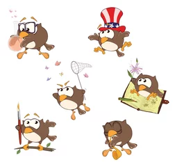 Fototapete Babyzimmer Set of cute owls for you design. Cartoon   © liusa
