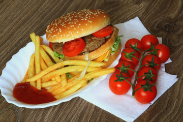 background hamburger tomato onion ketchup paper
