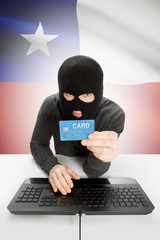 Cybercrime concept with national flag on background - Chile