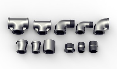 metal pipe fitting isolated on a white background