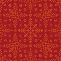 Floral red seamless pattern. Decoration for wallpaper, fabrics, tiles and mosaics. Perfect for greetings, invitations and announcements. Floral elements, ornate background. Editable vector file.