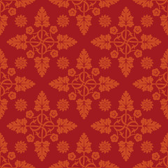 Floral red seamless pattern. Decoration for wallpaper, fabrics, tiles and mosaics. Perfect for greetings, invitations and announcements. Floral elements, ornate background. Editable vector file.