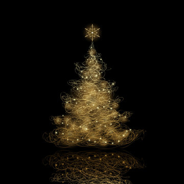 Christmas Tree, vector eps9. Background color can be changed without loosing the glow effect