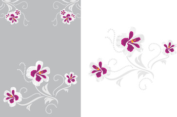 Fototapeta na wymiar Decorative elements with stylized pelargonium flowers