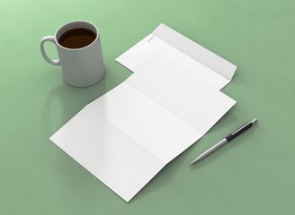 Briefpapier Kuvert Vorlage Kugelschreiber Kaffee