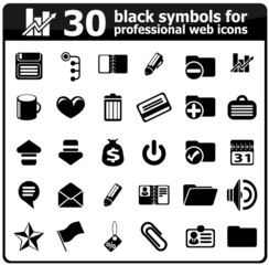30 black office icons