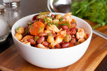 Mexican dish chili con carne, close-up