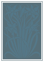 Blue silhouette of flowers ornament. Figure bouquet in the form of a stencil. Vector background
