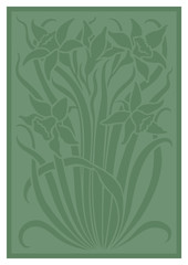 Green silhouette of flowers ornament. Figure bouquet in the form of a stencil. Vector pattern 