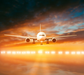 Fototapeta premium plane lands on the runway