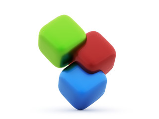 Colored cubes icon concept rendered on white