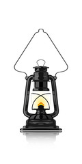 Vintage oil lamp with reflection. Vector illustration