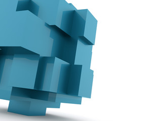 Blue cubes icon concept rendered