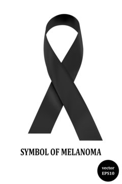 Symbol Of Melanoma. Black Ribbon - A Sign Of Condolence. Vector