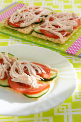 Useful sandwich from vegetables and chicken breast