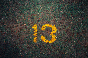 Number 13 on Green Ground