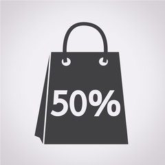 sale 50 percents shopping bag icon