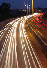 Long exposure night shot of highway