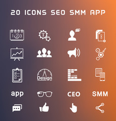 Set of modern icons app, seo, smm