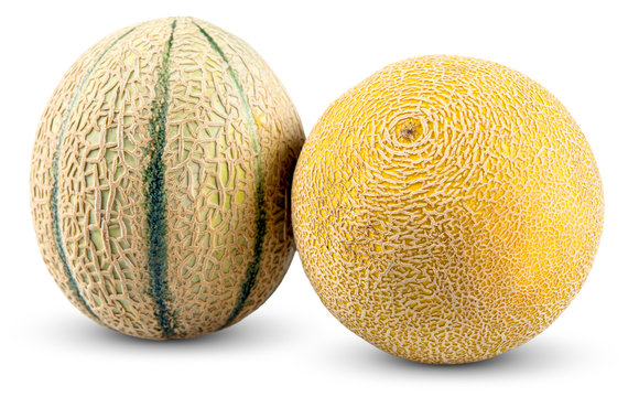 Ripe Melon Cantaloupe, Galia isolated on white background