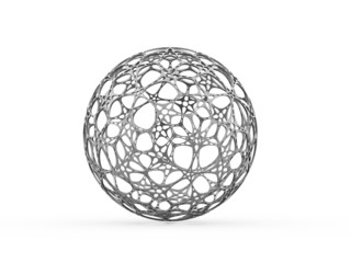 Silver abstract futuristic organic sphere concept rendered - obrazy, fototapety, plakaty
