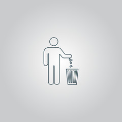 bin symbol on gray background